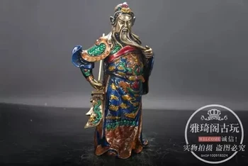 

Antique pure copper cloisonne, Guan Yu Wu, God of wealth, decorative arts and crafts