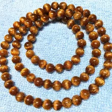 Натуральный медный Рутиловый Кварц 7 мм кристалл эффект кошачьих глаз драгоценные камни круглые бусины стрейч браслет ожерелье 21 дюйм