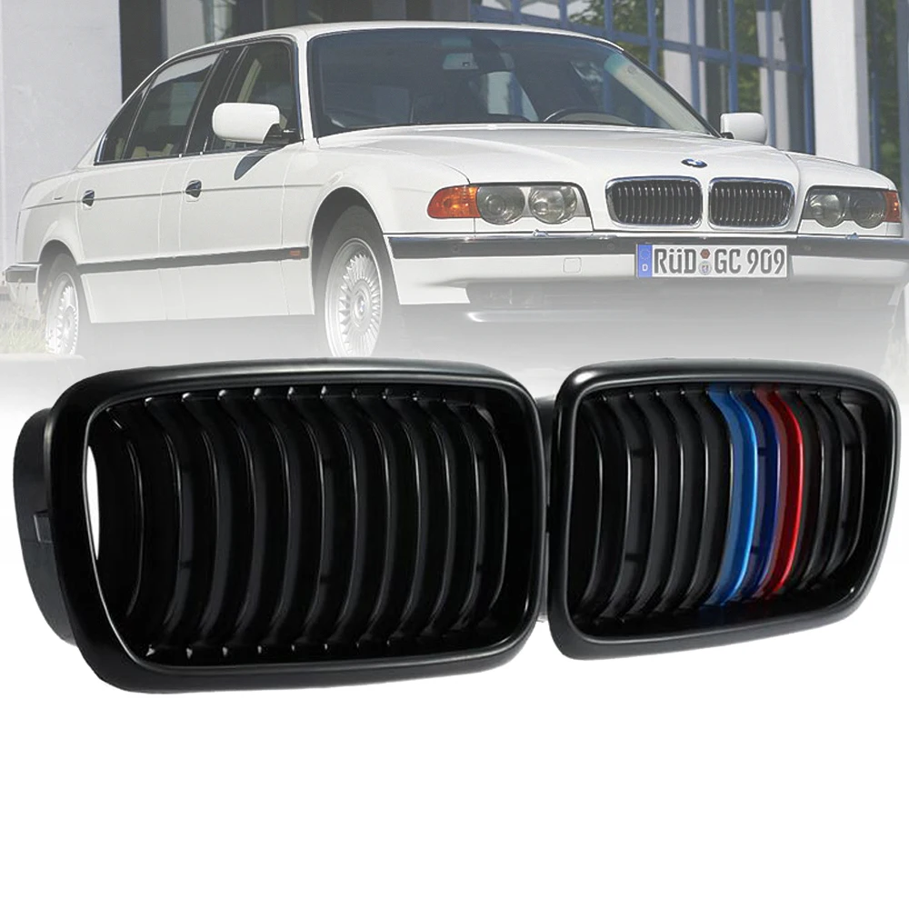 

1 Pair For BMW 7 Series E38 Sedan 1999-2001 Matte Black M-color Front Kidney Car Racing Grill Grille Bumper Car-styling