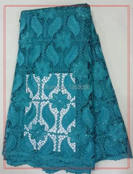 

Weekend promotion applique net guipure French lace 100% cotton African Cord lace fabric 5yards per piece wedding dress C#13