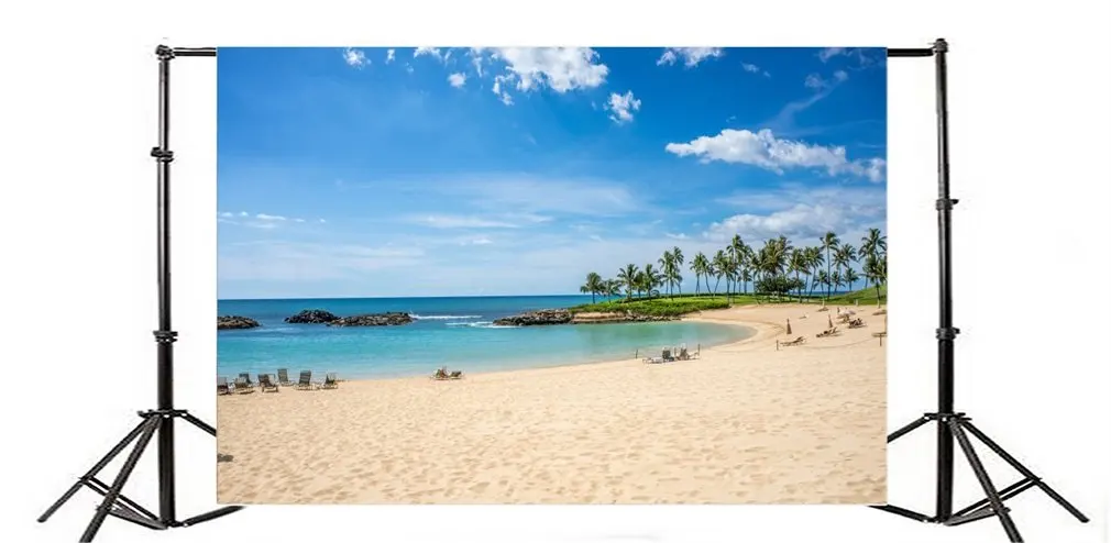 

Photography Backdrop Tropical Beach Nature Landscape Blue Sky White Cloud