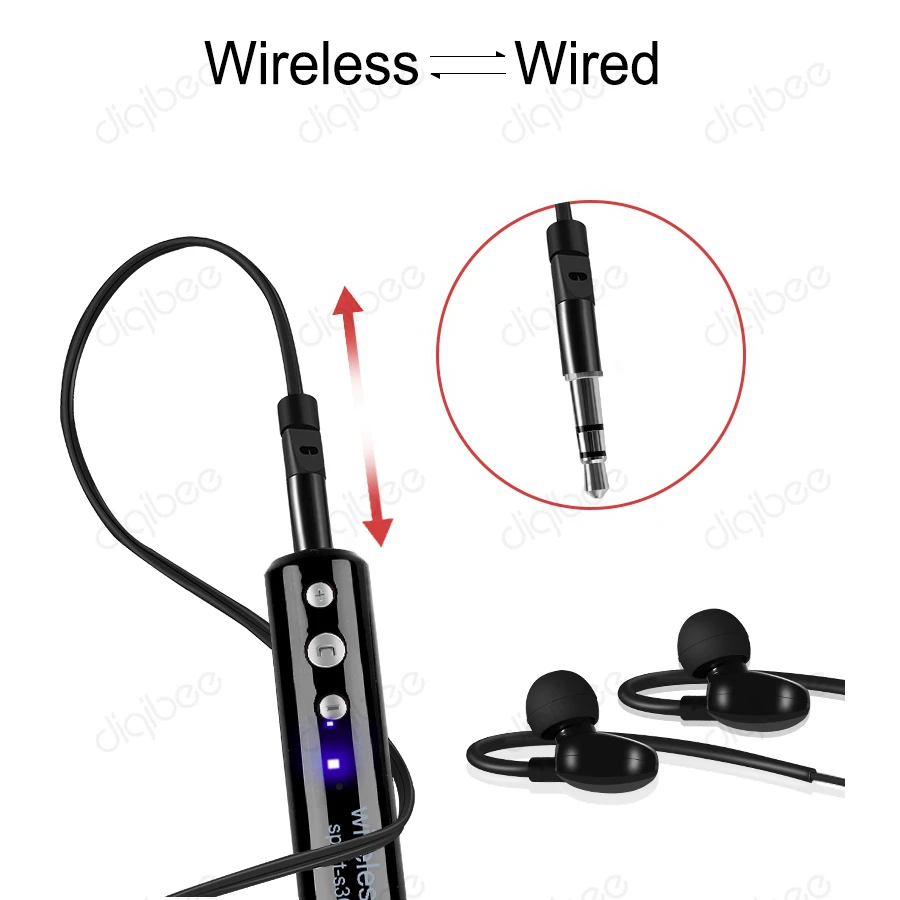Noise Concelling HiFi Sound Sport 3 5mm Wired Wireless Stereo Clip Headset Bluetooth Earphone With Mic for iPhone X 5 6 7 8 Plus