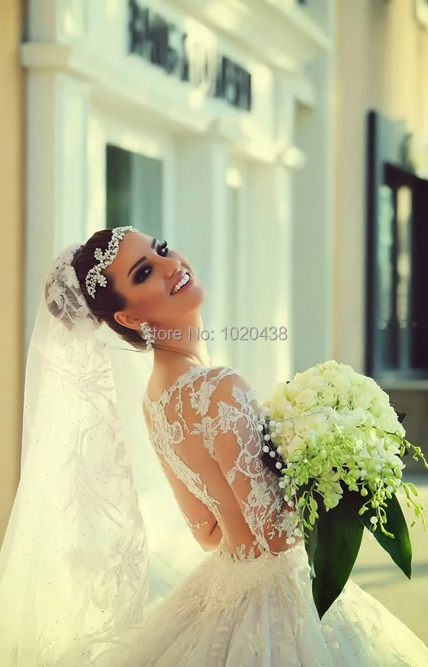 Великолепное длинное кружевное платье принцессы с вышивкой Vestidos De Noiva, с аппликацией, с длинными рукавами, свадебное платье с прозрачной спинкой, платье для матери невесты