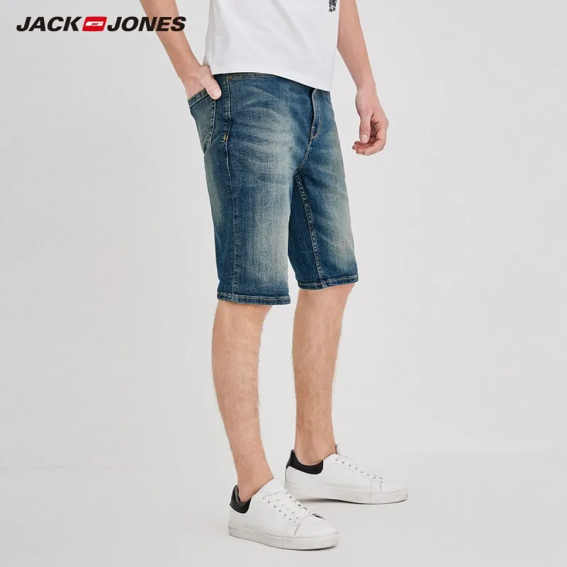 JackJones Для мужчин костюмы зауженного кроя из эластичной ткани на хлопковой основе плотно прилегает к телу ноги Джинсовые Шорты J | 218243511