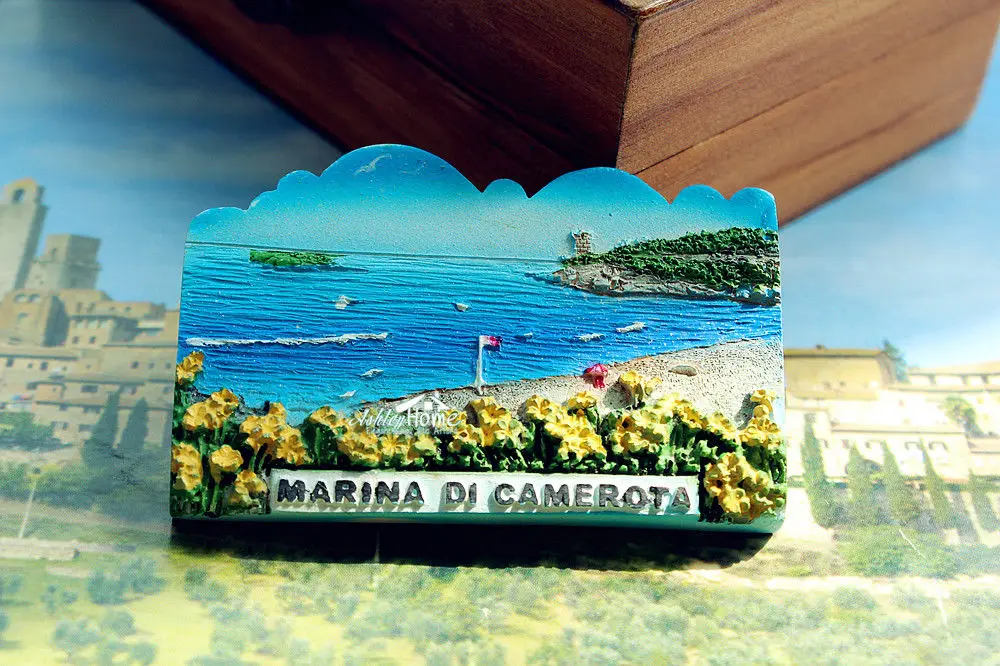 Италианский городок Марина Di Camerota туристический дорожный сувенир 3D магнит на