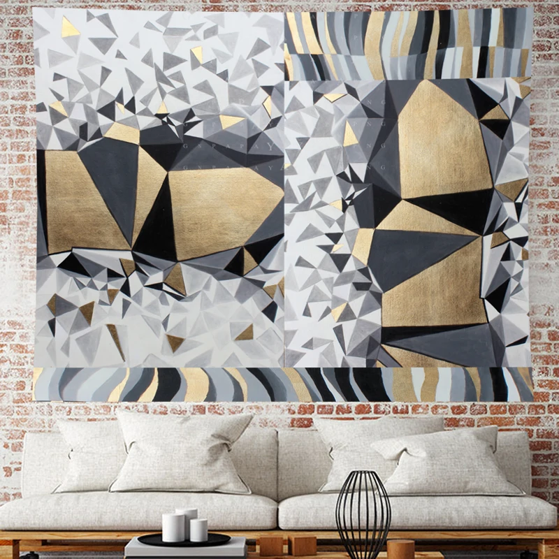 Personality Geometric stripe abstract wall hanging structure yellow Tapestries hippie Psychedelic Wall carpet Hanging Home Decor