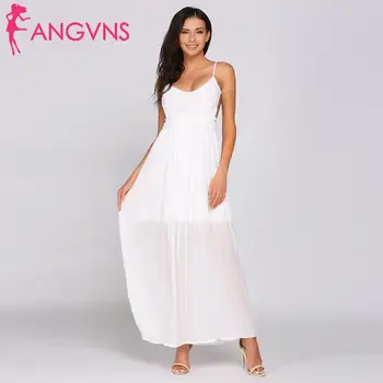 

Women Length Maxi High Sleeveless Dress Lace Summer Casual Spring Waist Spaghetti A Patchwork Natural Color Backless Strap Line