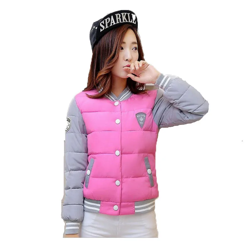 Autumn And Winter 2018 pink Bombers Jacket Female Students Patchwork