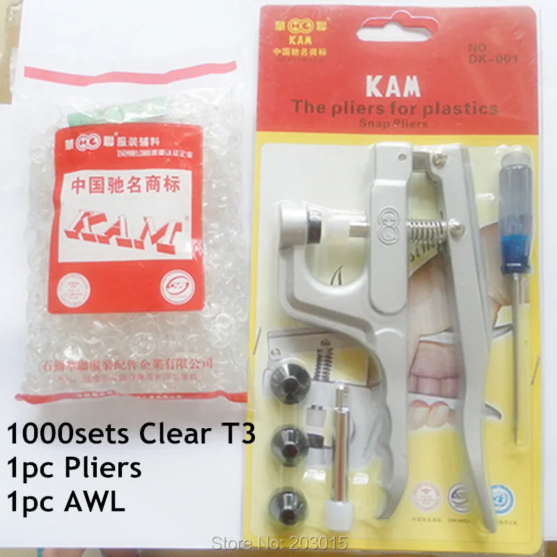 

Clear Transparent 1000sets T3 Size 16 KAM Plastic Resin Snaps Buttons fasteners for DIY Diaper Craft + 1pc snap pliers kit DK001