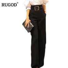 RUGOD Women OL High Waist Harem Pants With Belt Women Fashion Straight Trousers for Office Lady Female Casual Pantalon Femme