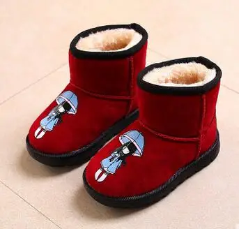 HITOMAGIC/зимние ботинки для девочек; Детские Войлочные ботинки; обувь для девочек; Брендовая детская зимняя теплая обувь для девочек; Плюшевые ботинки принцессы красного цвета - Цвет: Red