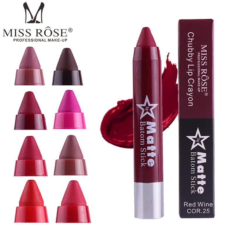 

MISS ROSE Matte Velvet Lipstick Pen Cosmetics Lip Batom Crayon Make Up Long Lasting Waterproof Red Nude Lip Stick Pigment Beauty