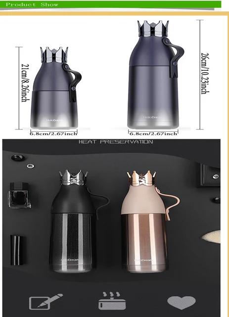 Crown Thermos Queen Stainless Steel Water Bottle Portable Travel Coffee Mug  Creative Insulated Princess Flask 240ml/350ml - AliExpress