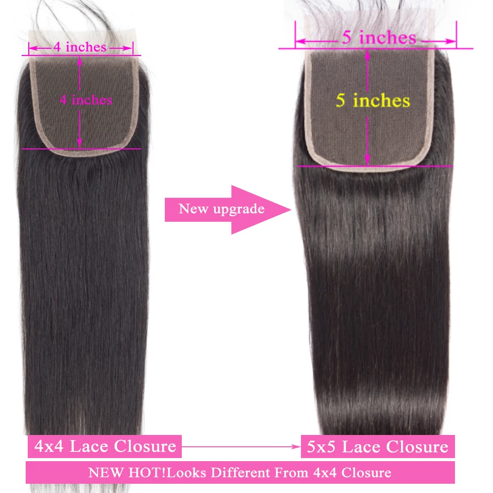 Queenlike Straight 5x5 Lace Closure Big Size Pre Plucked With Baby Hair Natural Hairline Brazilian