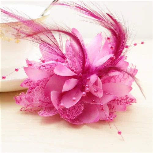 12 цветов, стиль, перьевая повязка на голову, повязка на запястье с цветком, Свадебная вечеринка, выпускной, корсаж, Жемчужный лотос, аксессуары для волос - Цвет: XH2