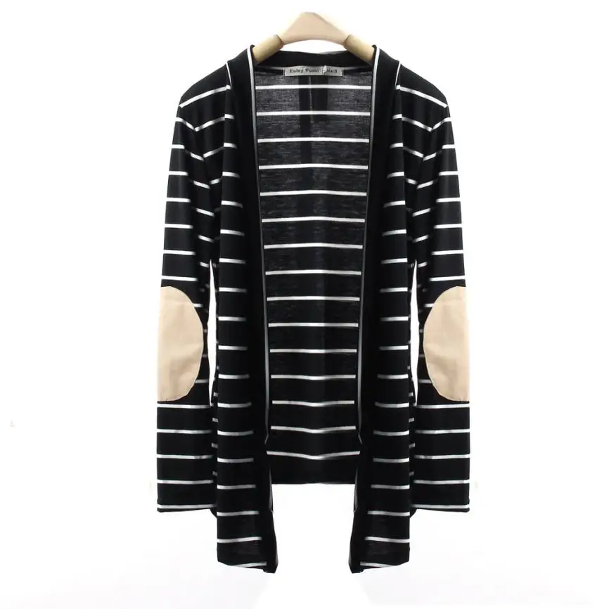 Womail Fashion Women Striped Long Sleeve Tops Open Stitch Jacket Outwear Loose Tops Female Casual Striped Coats 18JULY31 Coats