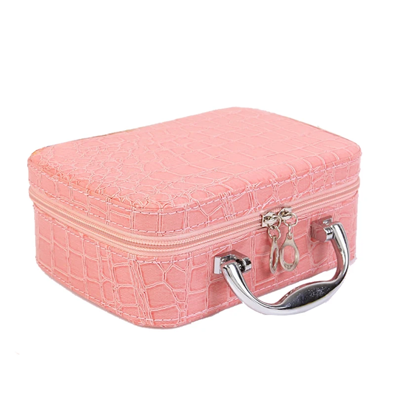 

jewelry storage box Desktop with mirror Makeup box Woman Cosmetic case portable zipper storage bag Travel Cosmetic Organizer