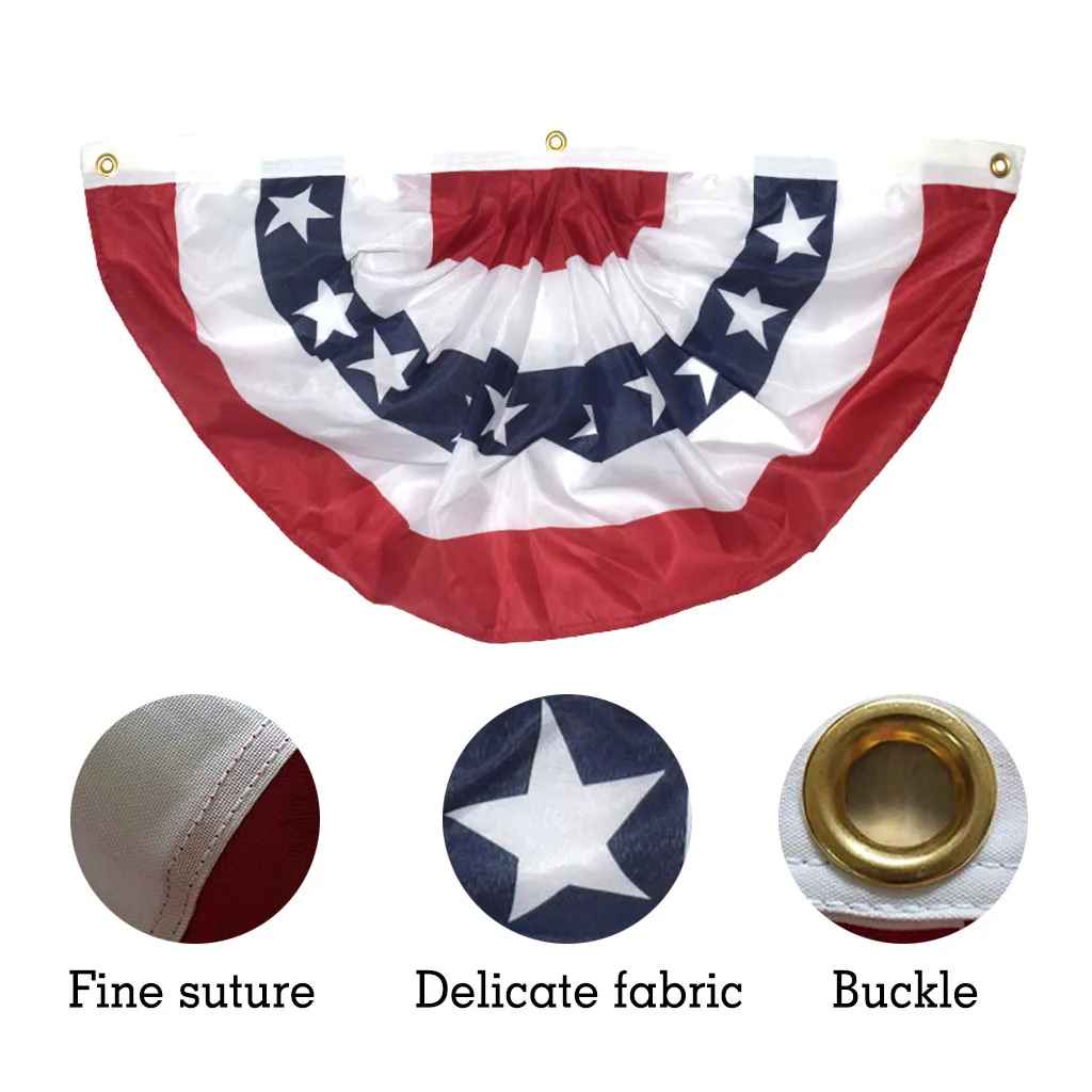 

Polyester American Pleated Fan Flag USA American Bunting Decoration Logo Print Patriotic Stars and Stripes with Canvas Title