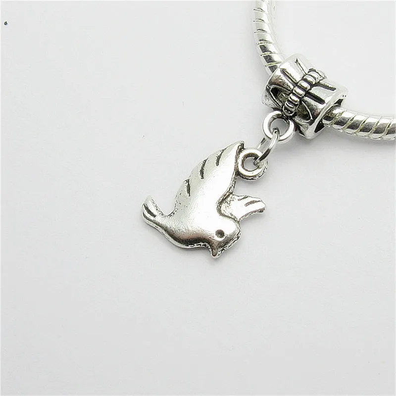 

New 25pcs pigeon charm Big Hole bead European Pendant fit for Pandora style Bracelets Necklace DIY Metal Jewelry Making