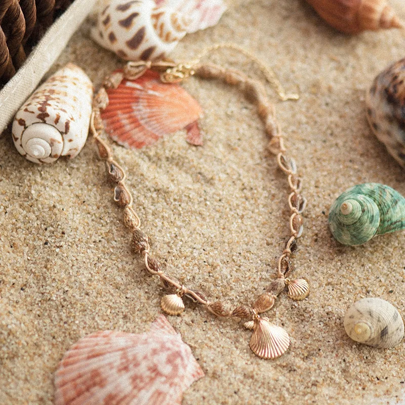 

New Bohemia Natural Sea Shell Conch Pendant Necklace For Women Handmade Statement Choker Summer Party Wedding Jewelry Gifts