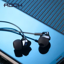 ROCK 3.5 มม.แจ็คหูฟังชนิดใส่ในหูพร้อมไมโครโฟนหูฟังเกม HIFI BASS STEREO Sound สำหรับ iPhone Huawei Samsung Mobile โทรศัพท์