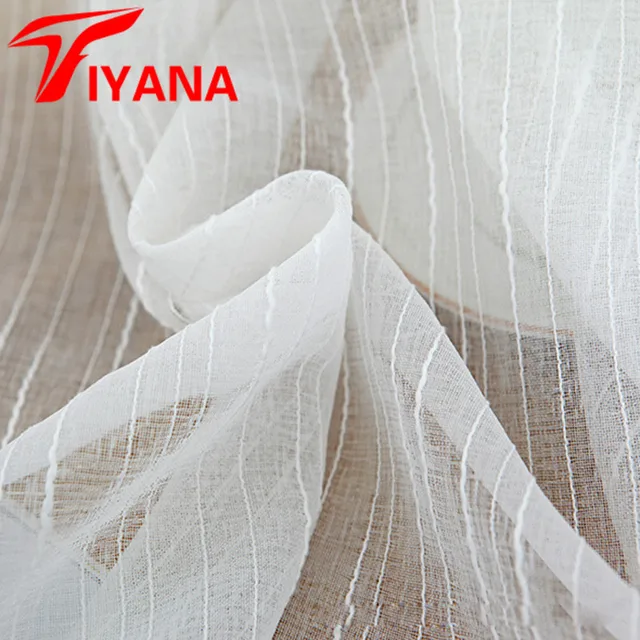 Special Price Tiyana Modern Striped White Color Tulle Sheer Curtain for Bedroom Living room Window Cortina Custom Size Voile Panel P039D40