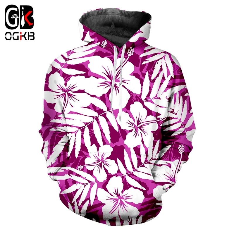

OGKB Pullover Homme Fashion Loose 3D Hoody Print Flower Hip Hop Large Size Clothes Unisex Winter Hoodies Sweatshirts