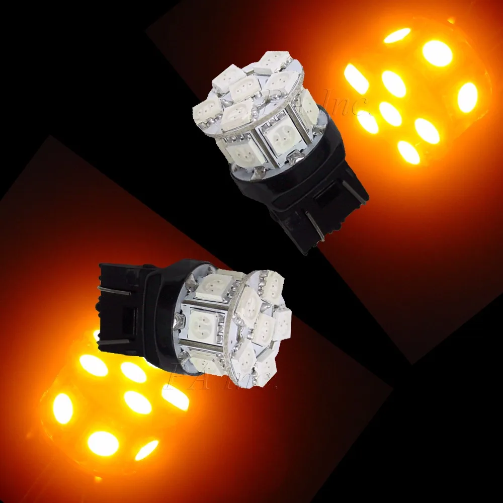 PA LED 2PCS x 13SMD 5050 T20 LED Car Brake lights Amber Yellow Orange