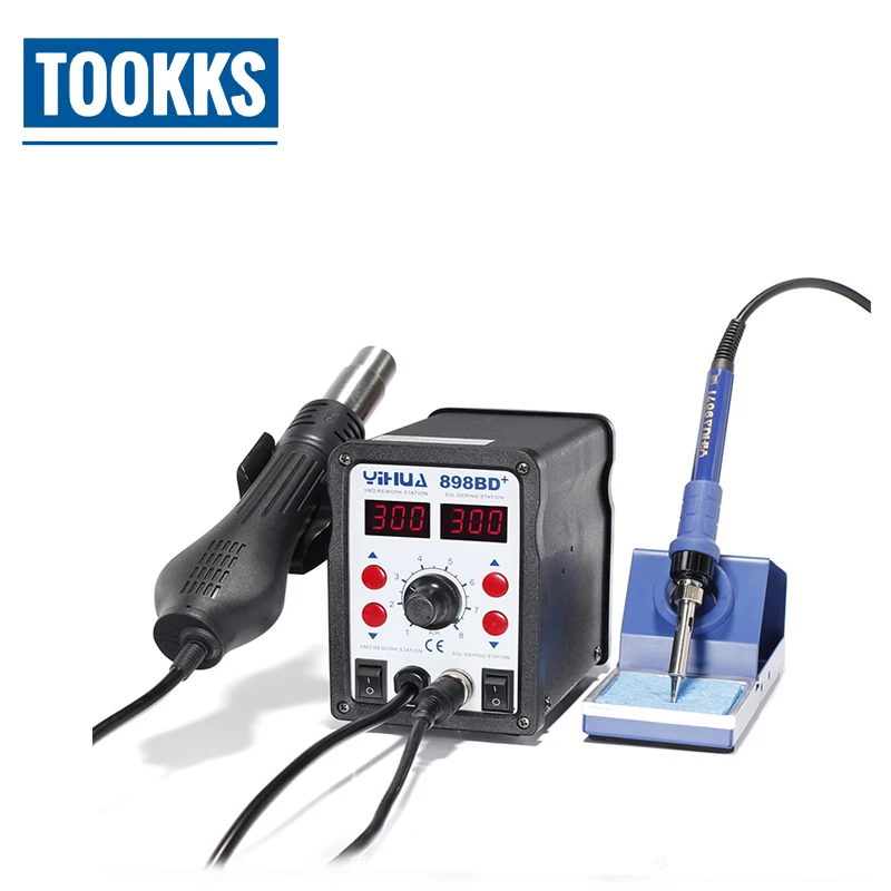 Tools 2 in 1 Soldering Station Hot Air Gun Solder Iron SMD IC Rework