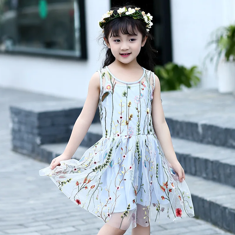 

Flowers Girl Dresses 2017 Summer Sundress Teenage Girls Fashion Kids Clothes 4 5 6 7 8 9 10 11 12 13 Years Sleeveless Tutu Dress