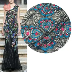 Американский стиль многоцветная Цветочная вышивка гипюровая кружевная ткань для платья кружевная ткань tela для шитья Бесплатная доставка
