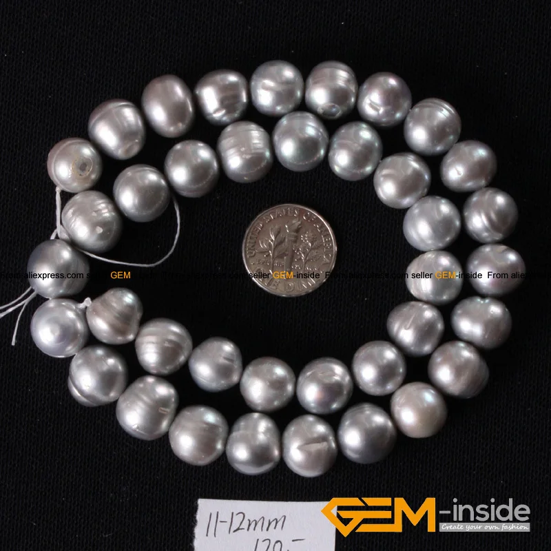 Pearl:11-12mm Round Genuine Freshwater Pearl Beads Strand 15