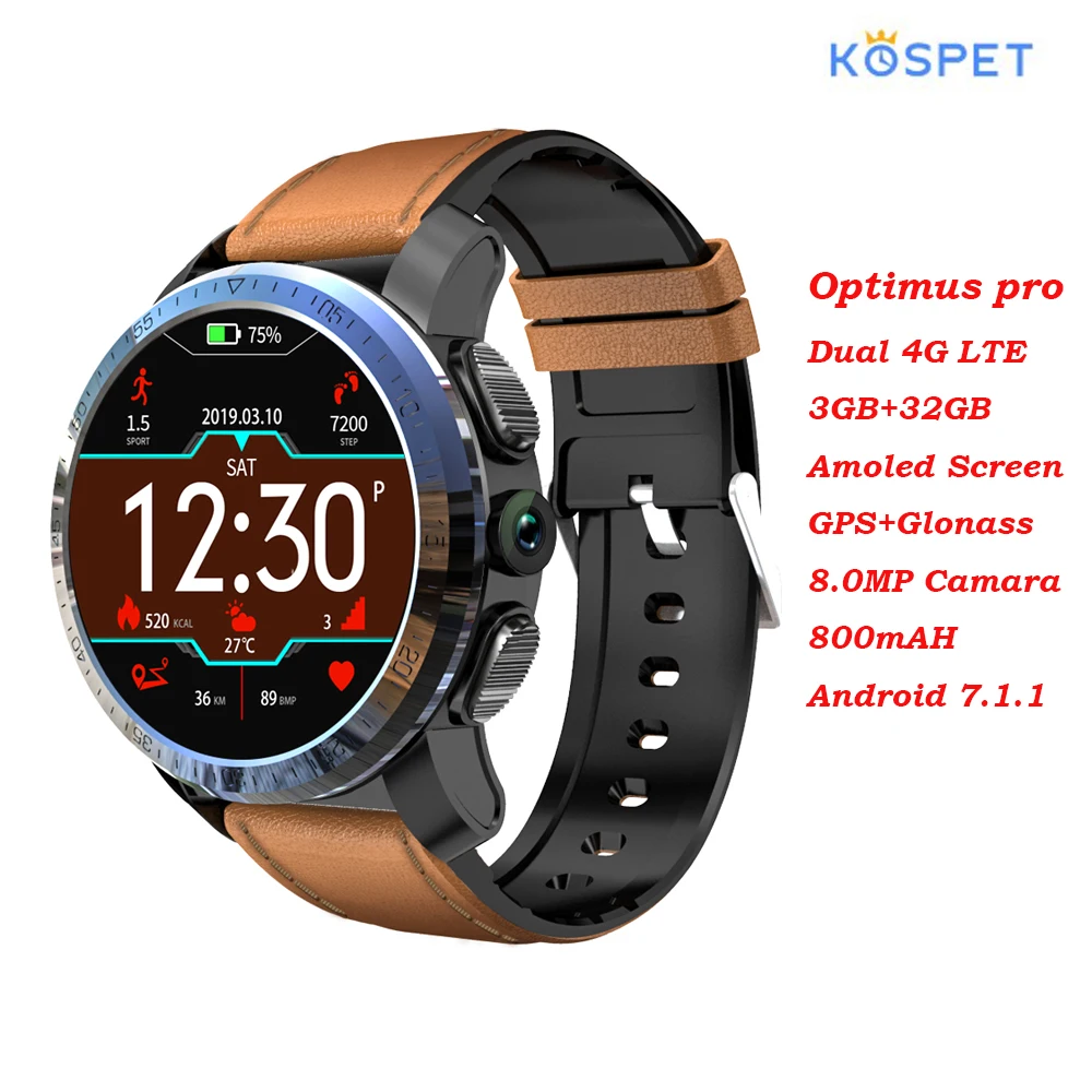 KOSPET Optimus Pro 3GB 32GB 800mAh แบตเตอรี่ Dual ระบบ Smartwatch 8.0MP  1.39 \