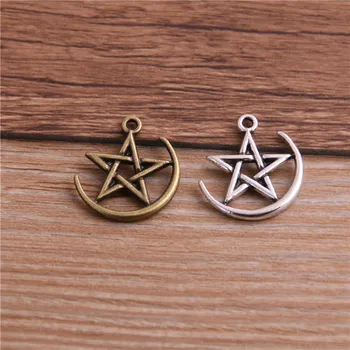 

16pcs/lot 18*20mm Two Color Moon Symbol Star Charms Pendants Jewelry Making Bracelet DIY Jewelry Finding