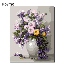 Kpymo Бескаркасный конструктор «сделай сам» цветы картины маслом по номерам на холсте настенные картины на стену для гостиной дома VA-0026