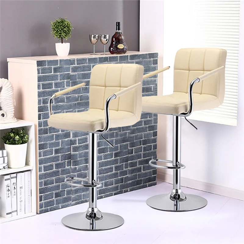 

2 Pcs Bar Chair Bar Stools Modern with Footrest Barstool with Armrests Bar Chairs Synthetic Leather Swivel Adjustable HWC