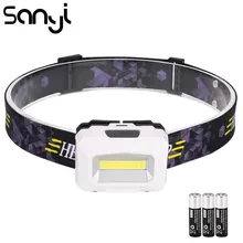 SANYI 5 режимов фар Факел светодиодный COB светодиодный фонарик лоб мощность на 3* AAA батарея налобный фонарь для кемпинга охоты