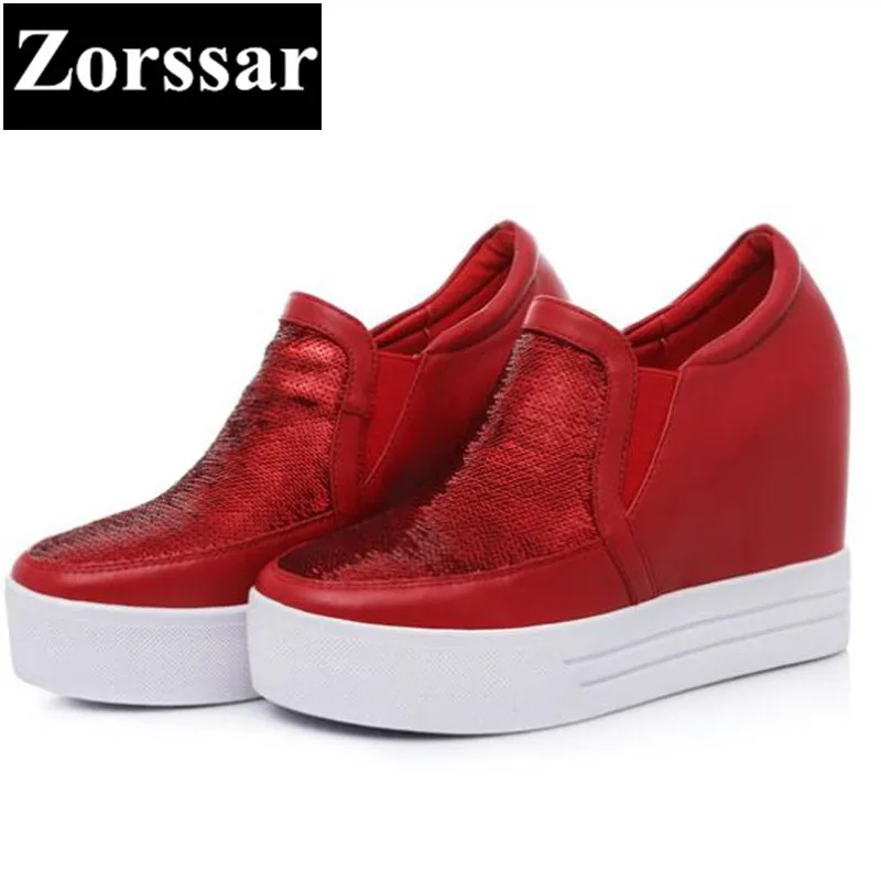 

{Zorssar} 2018 NEW Women wedge high heels casual shoes Platform Pumps Woman height increase shoes Leisure slip on Women shoes