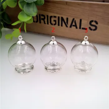 

20sets 25x15mm Glass globe 15mm base glass vials pendant jewelry glass bottle pendant glass dome cover charms