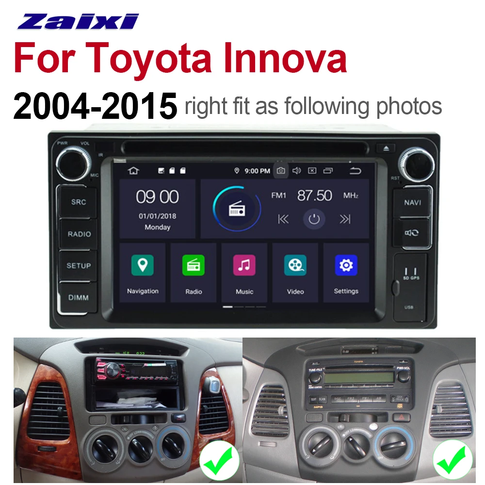 Perfect ZaiXi 2 Din Car Multimedia Player Android 9 Auto Radio For Toyota Innova 2004~2015 DVD GPS 8 Cores 4GB+32GB Bluetooth WIFI 5