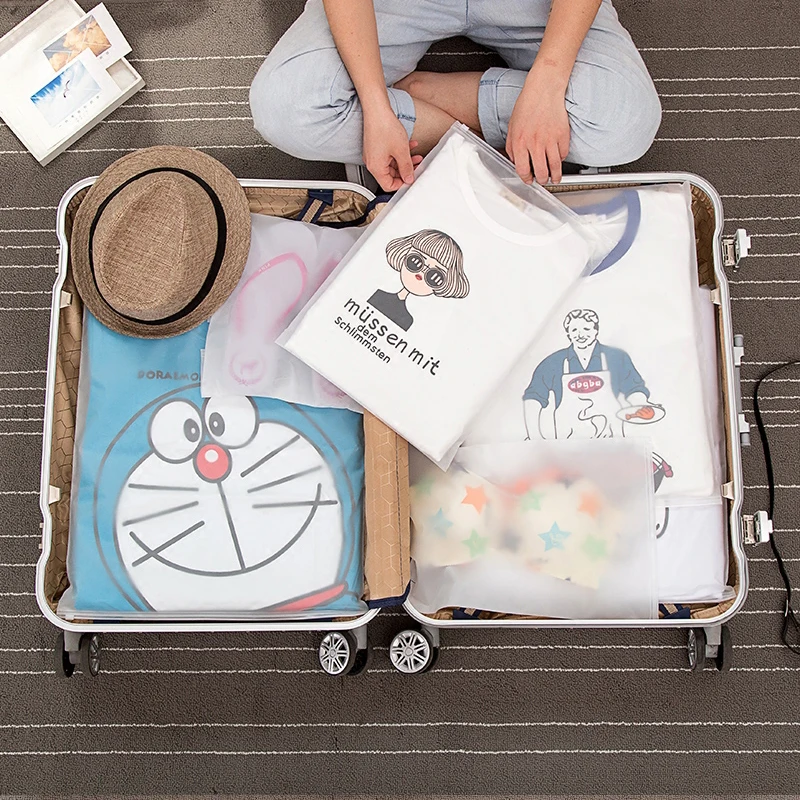 

Transparent Handy Storage bag Luggage Closet Organizer Clothes Makeup Organizer Zip lock plastic Shoe bagsThickened design