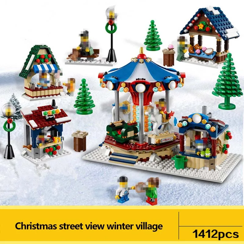 

1412pcs New version of City series Christmas street view winter village Building Block DIY Toy For Children Christmas gift