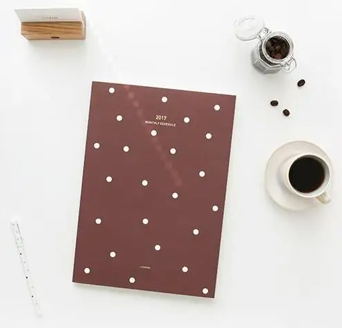 

2017 Monthly planner 21*29.7cm pure color brief design 80P notebook scheduler with pvc softcover school office supplies