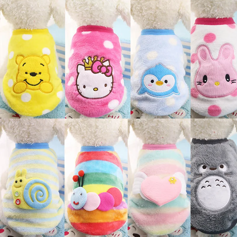 

Winter Cartoon Puppy Vest Clothing Warm Flannel Dog Clothes for Small Dogs Chihuahua French Bulldog Outfit Pet Cat T Shirt