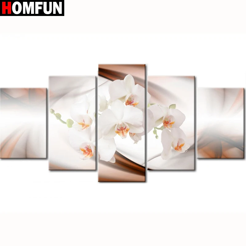Набор для алмазной вышивки HOMFUN картина цветок орхидея набор из 5