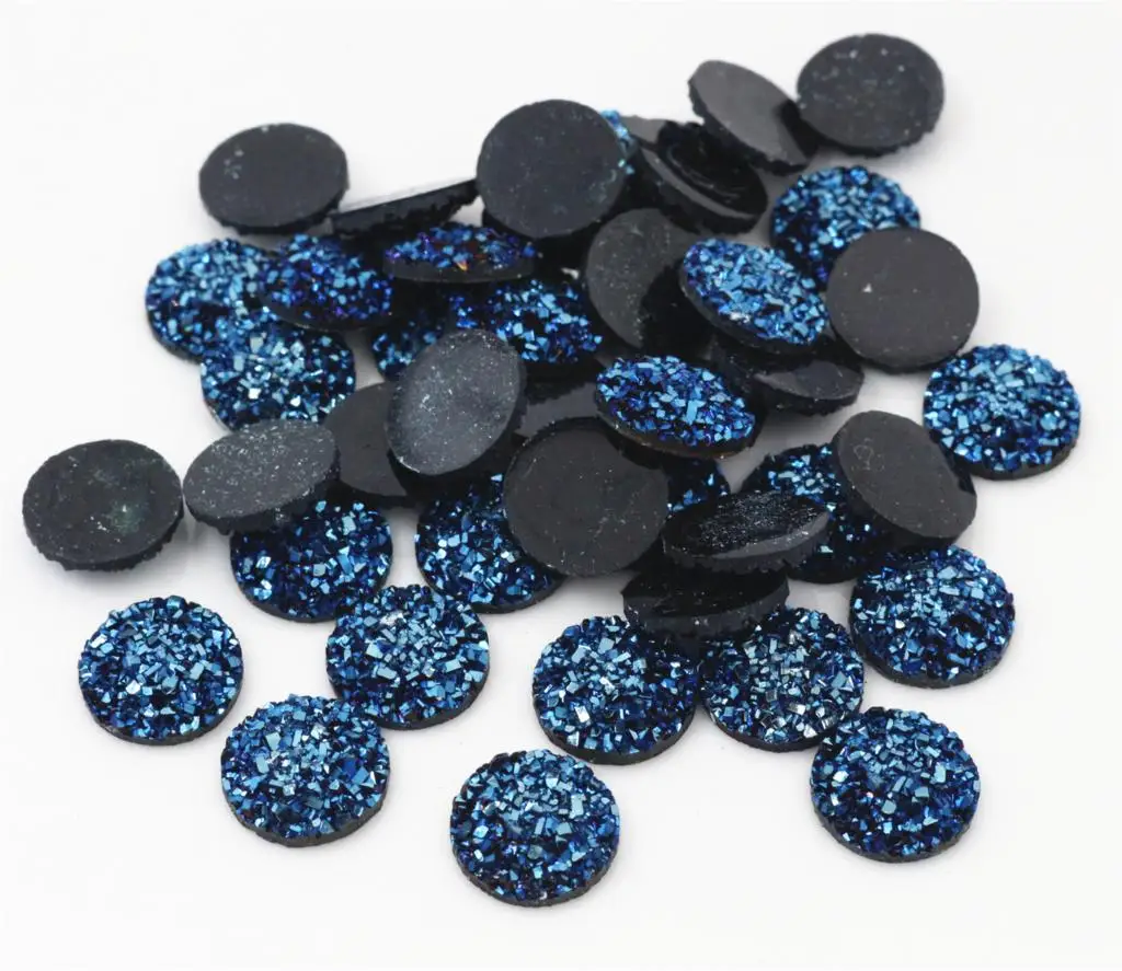 

New Fashion 40pcs 12mm Light blue AB Plated Colors Flat back Resin Cabochon For Bracelet Earrings accessories F3-77