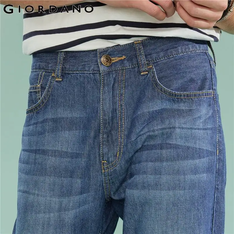 Giordano тонкие джинсовые брюки из чистого хлопка с узкими брючинами и талией