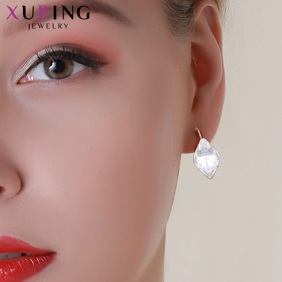 Xuping, серьги-кольца, кристаллы от Swarovski, амулеты, стильные, золотого цвета, ювелирные изделия для работы, вечерние, элегантные, женские подарки, S190-20529