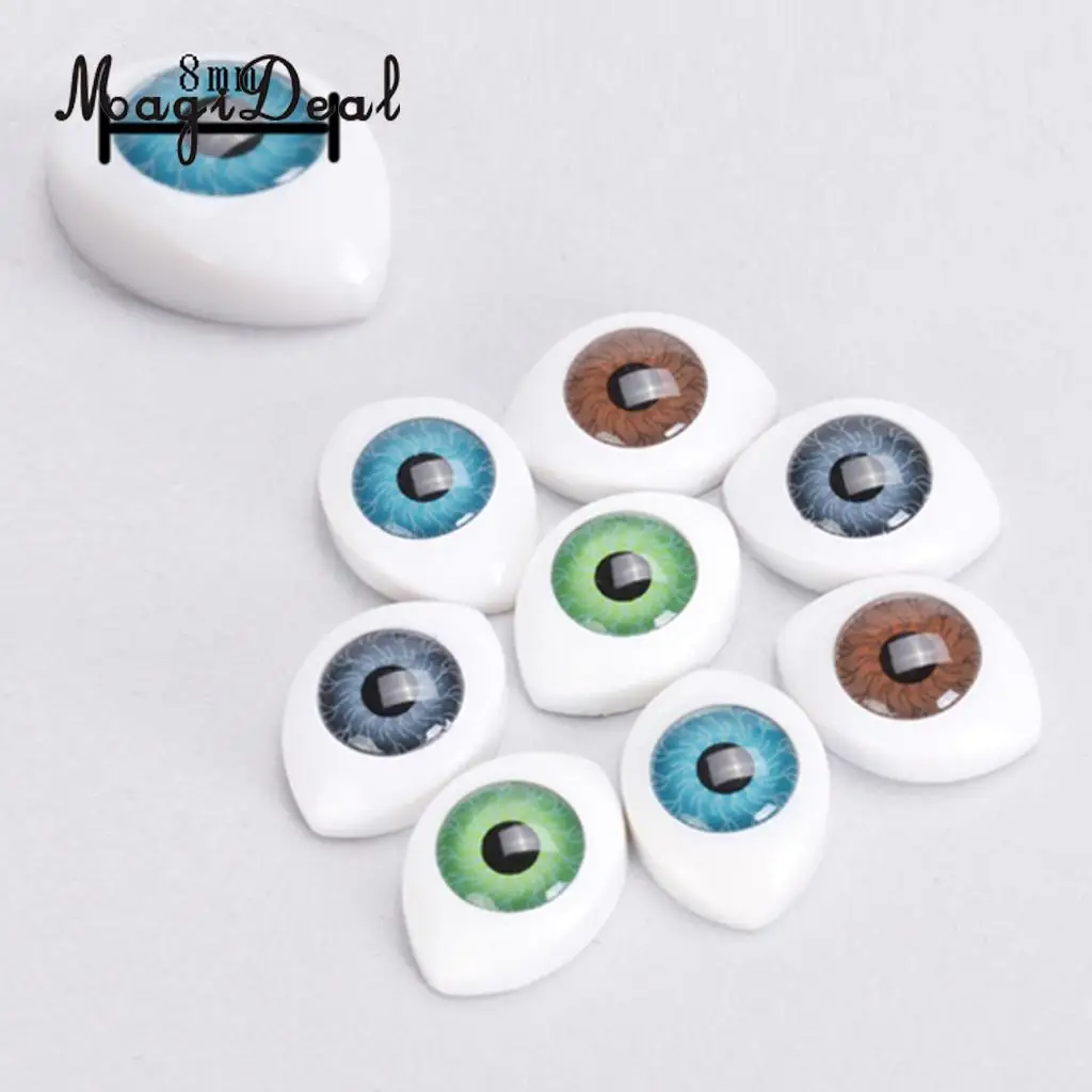 MagiDeal 4 Color 8Pcs Plastic Oval Hollow Back Plastic Eyes for Doll Animal Puppet Mask DIY Craft Toys Accessory 8mm