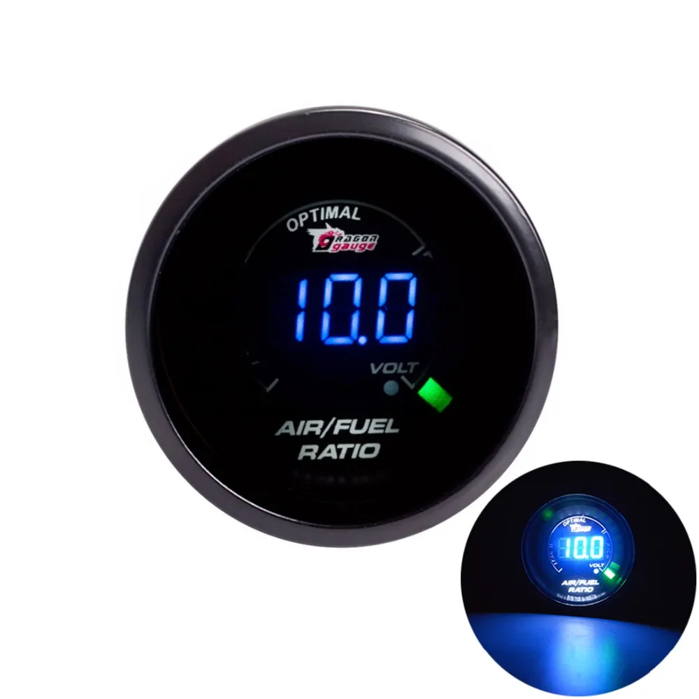 

DRAGON GAUGE Car Gauge 2"52mm AIR/FUEL RATIO Gauge Car Meter Blue LED Digital Display Gauges Black Shell for Vehicle